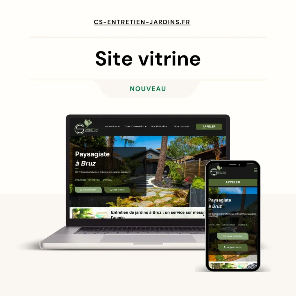 Site vitrine du paysagiste CE entretien jardins réalisé par EasyWeb Studio